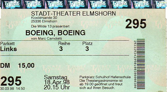 Eintrittskarte 1998: Boeing Boeing